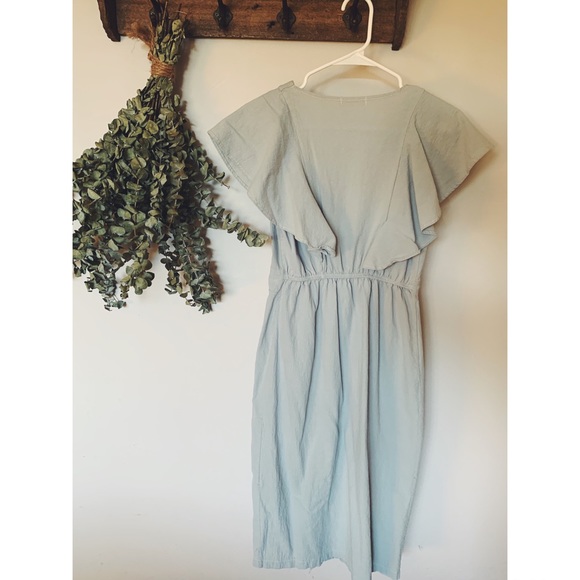 Baby Blue Button Down Midi Dress - Picture 2 of 4